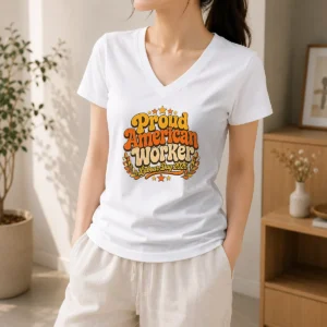 Happy Premium Proud American Worker Labour Day 2026 Groovy Retro V-Neck Shirt