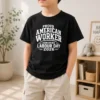 Hot Official Labour Day Proud American Worker Silhouette (2) Kids T-Shirt