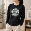 Hot Official Labour Day Proud American Worker Silhouette (2) Long Sleeve Shirt