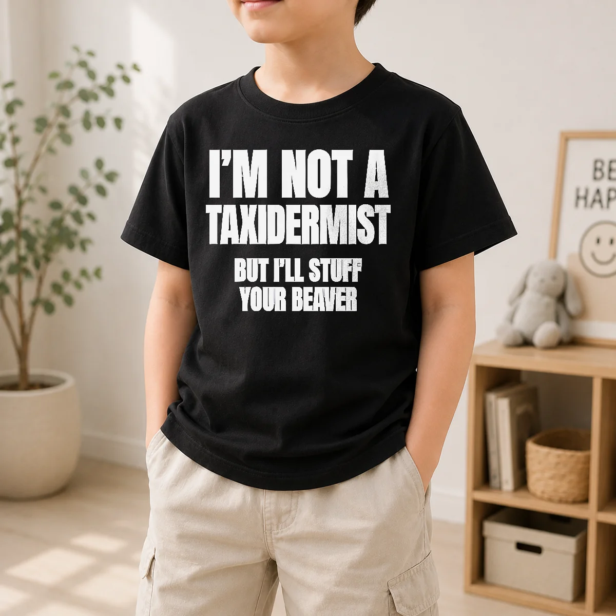 Pretty I Am Not A Taxidermist But I Will Stuff Your Beaver Funny Adult Humor Slogan Kids T-Shirt